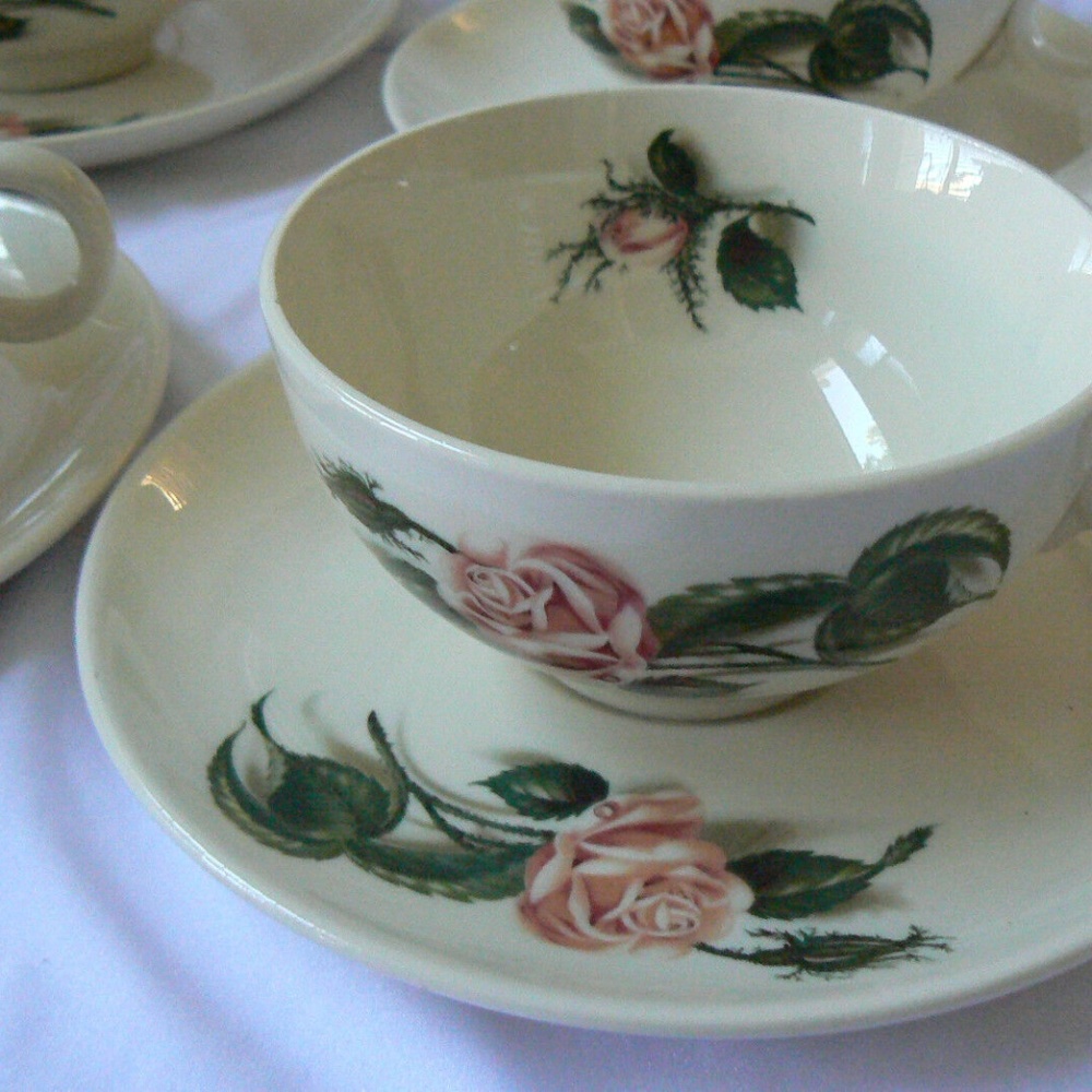 Universal Oven Proof Union Made in USA Ballerina Moss Rose Tea Cup & Saucer set